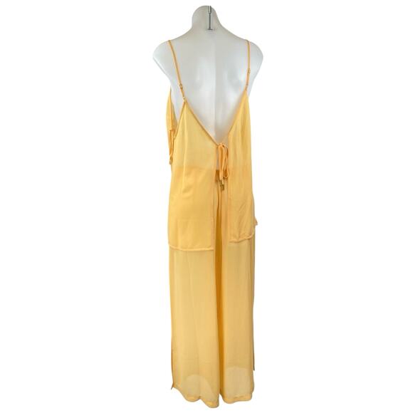 Lovers + Friends Valeria Yellow Sheer Beach Swim Cover Up Matching Set Size M - Picture 3 of 6